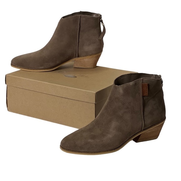 Dr Scholl’s Womens 9 1/2 Ankle Boots Brown Gray Suede Leather booties tan NWT - Picture 1 of 16